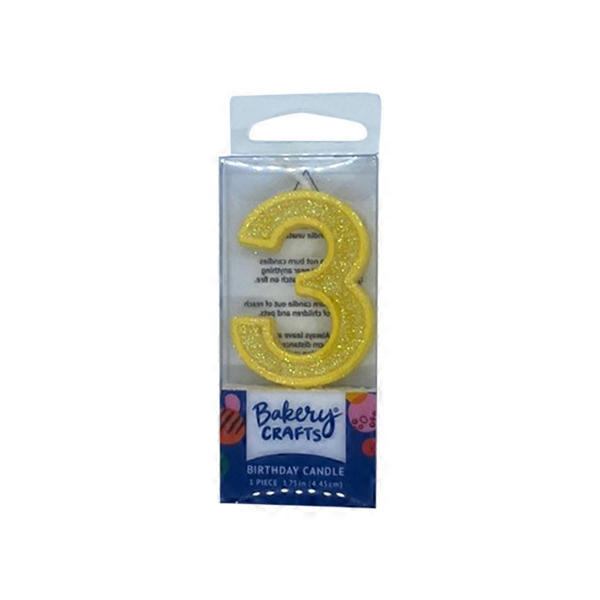 #3 Yellow Numeral Candle